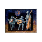 Three musicians with a full moon